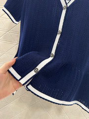 Fishtail contrast color knitted cardigan