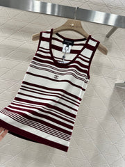 Striped knitted vest