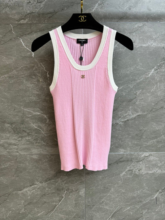 Pink striped vest