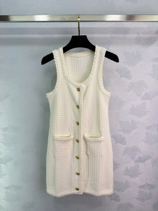Crochet knitted vest dress