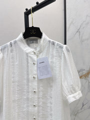 White shirt decorated with embroidered lace