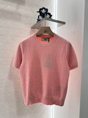 Jacquard letter knitted short sleeves