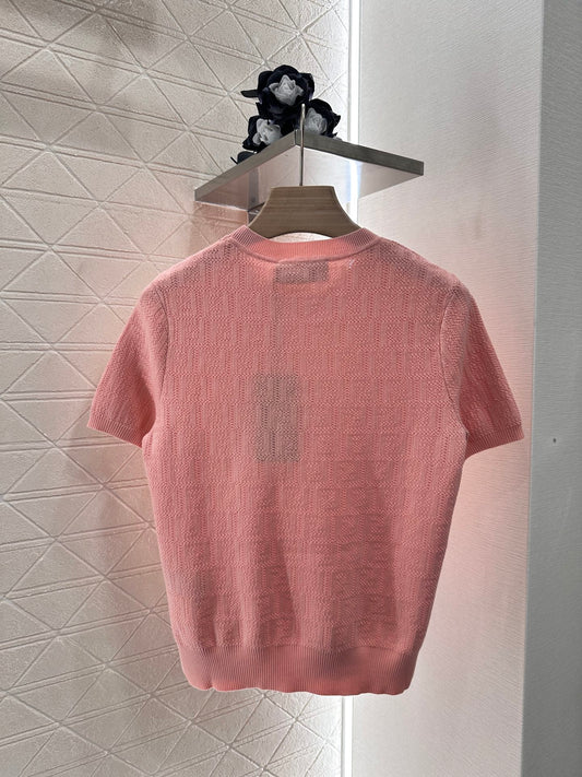 Jacquard letter knitted short sleeves