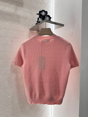 Jacquard letter knitted short sleeves