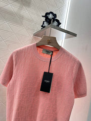 Jacquard letter knitted short sleeves