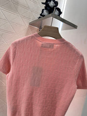 Jacquard letter knitted short sleeves