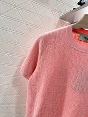 Jacquard letter knitted short sleeves