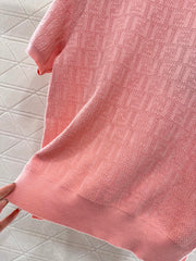 Jacquard letter knitted short sleeves