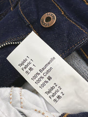 Denim shorts with letter leather patch
