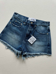 Raw-edge denim shorts