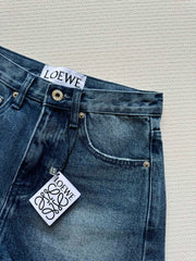 Raw-edge denim shorts