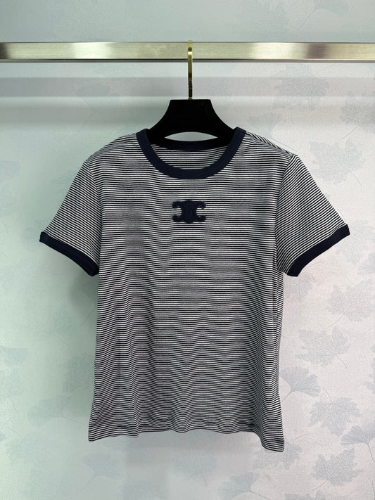 Striped round neck short sleeves