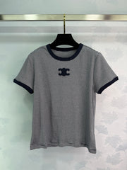 Striped round neck short sleeves