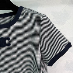 Striped round neck short sleeves