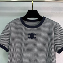 Striped round neck short sleeves