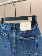 Printed denim skirt
