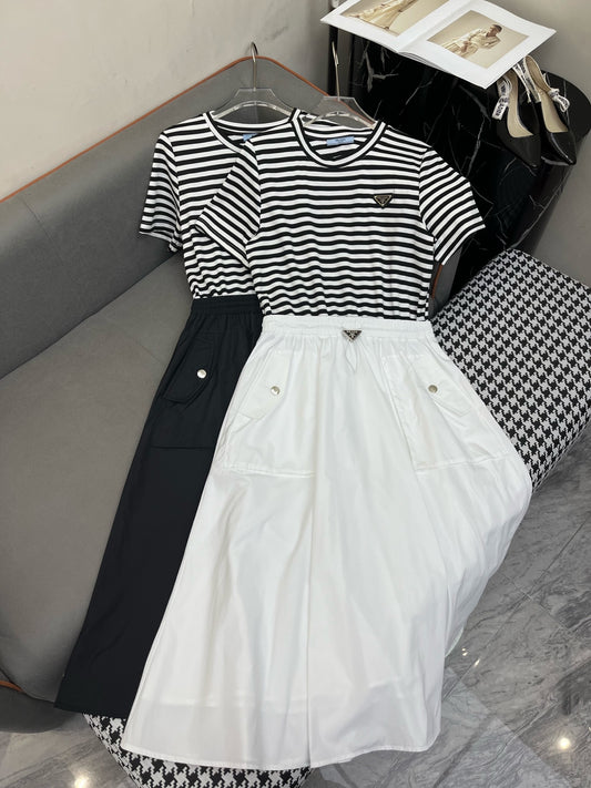 Striped top patchwork dress