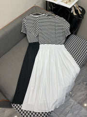 Striped top patchwork dress