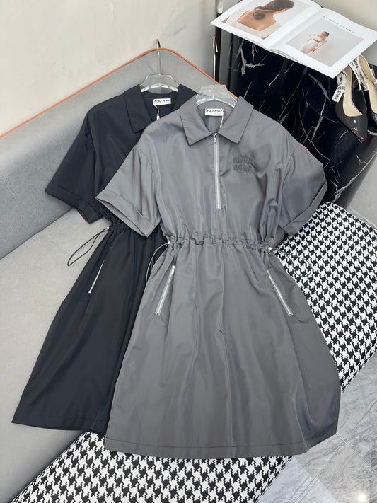 Drawstring waist dress