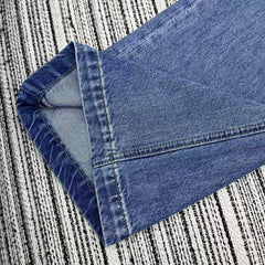 Alphabet chain print denim straight pants