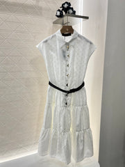 Jacquard belt sleeveless dress