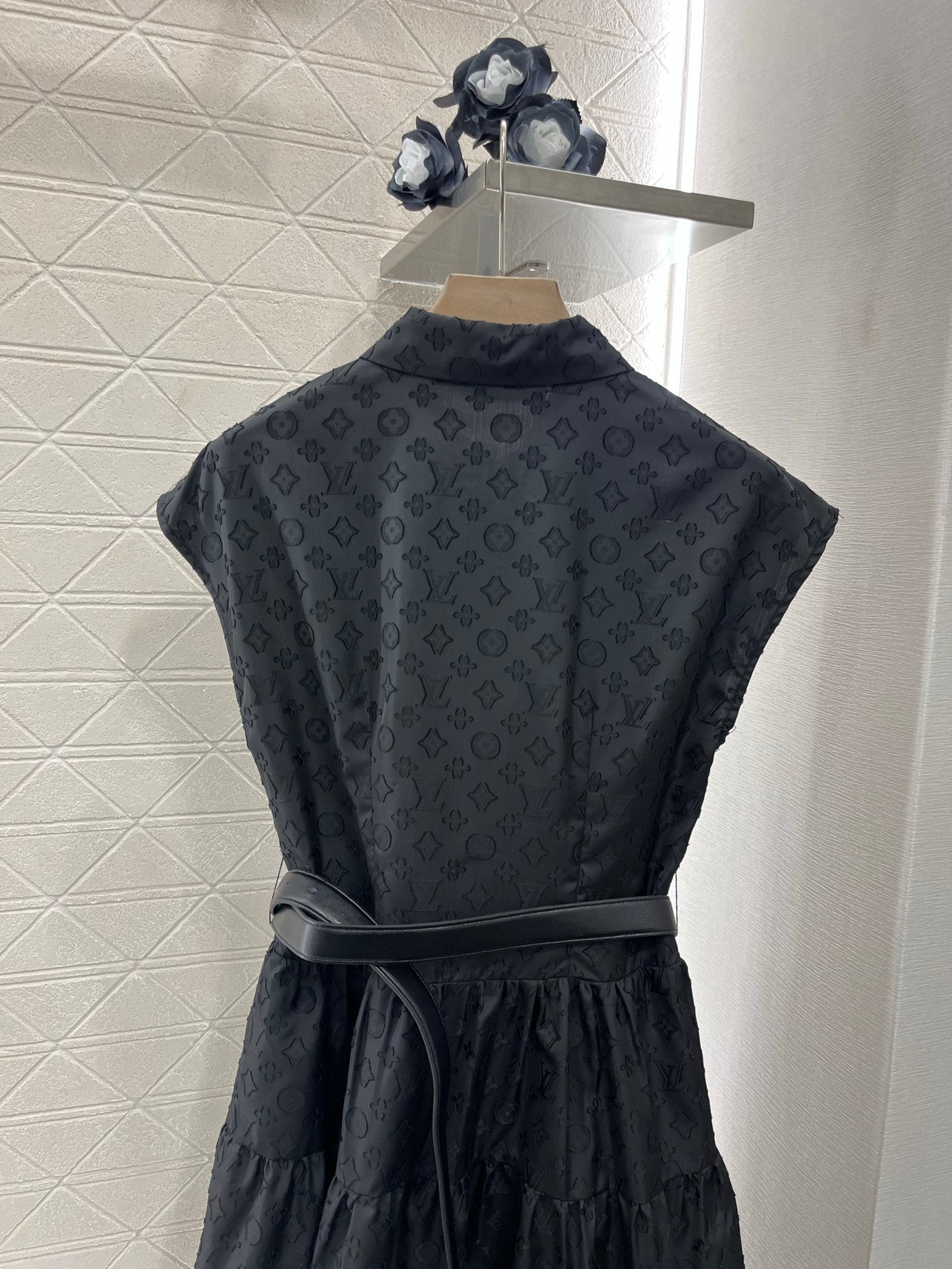 Jacquard belt sleeveless dress