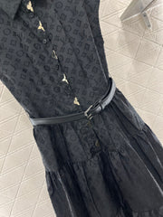 Jacquard belt sleeveless dress