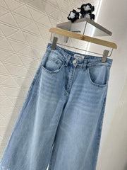 Heavy sequin wide-leg jeans