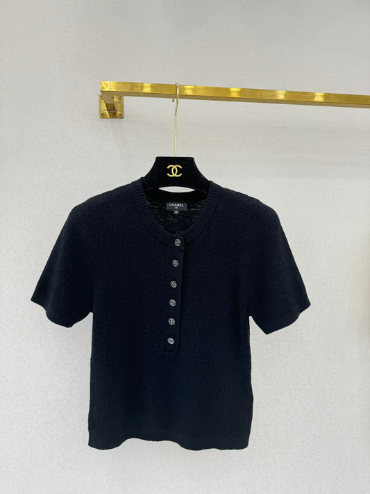 Round neck short sleeve half cardigan