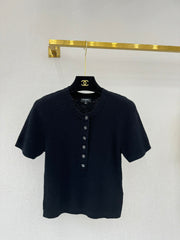 Round neck short sleeve half cardigan