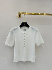 Round neck short sleeve half cardigan