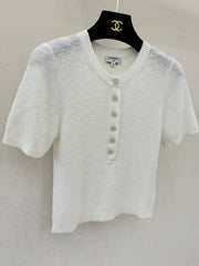 Round neck short sleeve half cardigan