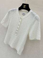 Round neck short sleeve half cardigan