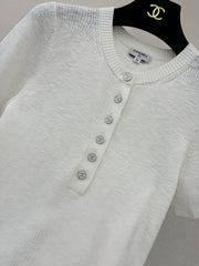 Round neck short sleeve half cardigan