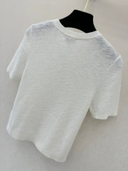 Round neck short sleeve half cardigan