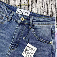 Pocket print denim shorts