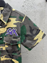 Cross-stitched leather jacket