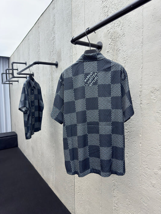 Cross-stitched leather jacket