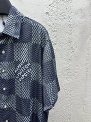 Cross-stitched leather jacket