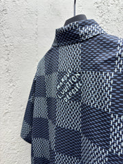 Cross-stitched leather jacket