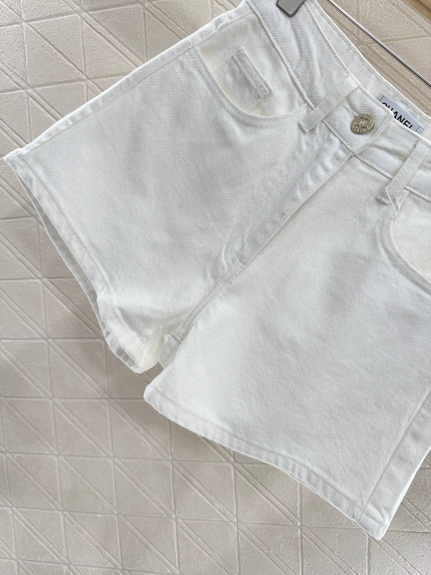 Sequined letter denim shorts