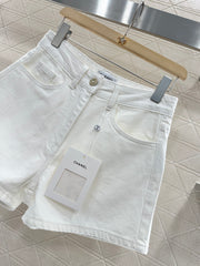 Sequined letter denim shorts