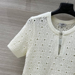 Hollow-out design crochet short-sleeved top