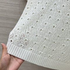 Hollow-out design crochet short-sleeved top