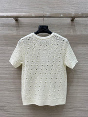 Hollow-out design crochet short-sleeved top