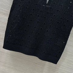 Hollow-out design crochet short-sleeved top
