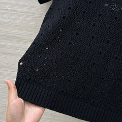 Hollow-out design crochet short-sleeved top