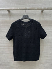 Hollow-out design crochet short-sleeved top