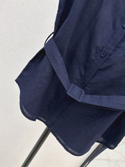 Dopamine color cotton and linen tie waist sleeveless shirt