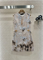 Printed gradient vest dress